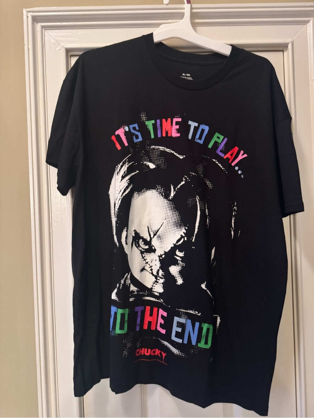 Chucky Graphic Tee "It's Time to Play" - Black with Neon Colors